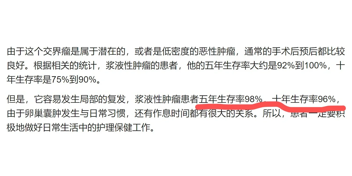 解析卵巢交界性浆液性肿瘤的生存概率